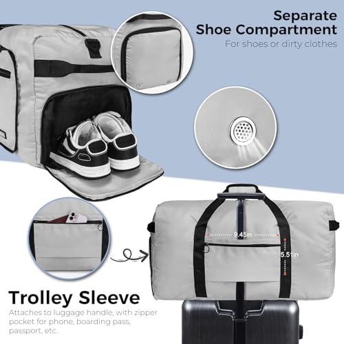Image of Fmeida 65L Duffle Bag Foldable Travel Duffel Bags for Men Women Travel Bag | Shoes Compartment, 65L Large Capacity, Foldable, Packable, Water Repellent, Tear Resistant, for Traveling Gym Overnight Camp