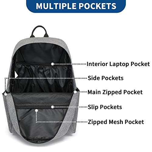 Kono Backpack College Rucksack Lightweight Bag Water Resistant Stylish Casual Daypack College Travel Business Work Bag For Men Women Fits 15.4 Inch Laptop (Grey) #TOP4
