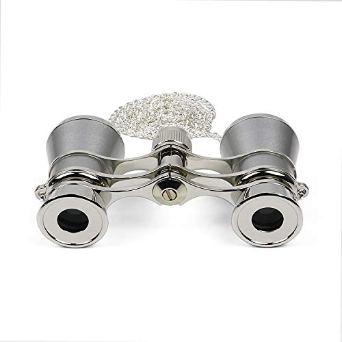 Kingscope 3X25 Vintage Opera Glasses Binoculars for Theater Musical Concert (Silver, with Chain) - Thumbnail 4