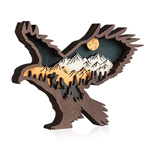 Image of Laozai Wooden Forest Animals Eagle Decor Cabin Rustic Mountain Decor Wall Decorations for Bedroom Living Room Table Decorative