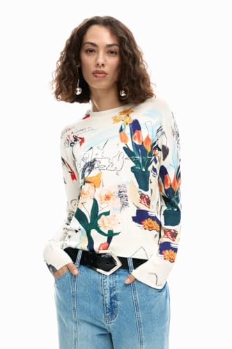 DESIGUAL MAGLIA DONNA BIANCO