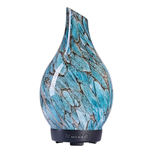 COOSA Essential Oil Diffuser, Art Glass Ultrasonic Aromatherapy Diffuser with Timer and Waterless