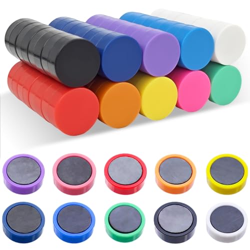 NINGYER 80 Pièces Aimant Tableau Blanc, 20mm Amant Frigo, Aimants Colorés pour Tableau Blanc/Tableau D'affichage/Tableau Noir/Salle de...