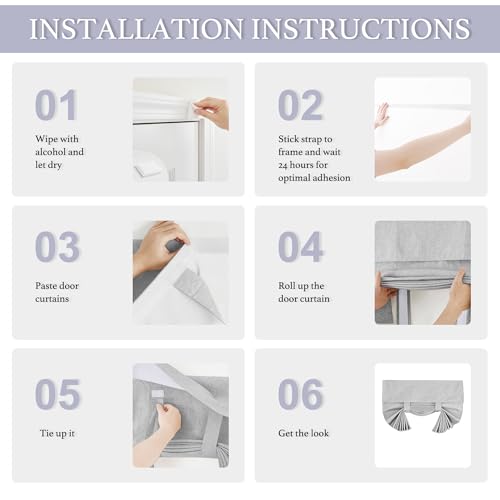 Image of RYB HOME 100% Blackout Curtains for Small Window, Linen Textured Blend Insulating Privacy French Door Curtains Tie Up Shades for Kitchen Storage Cabinet Basement, W 34 x L 40, Light Grey, 1 Panel