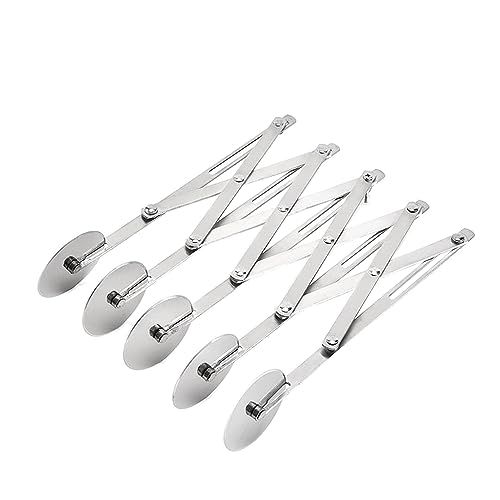 5 Wheel Pastry Cutter, Expandable Telescopic Pizza Slicer Multi-Round Baking Dough Divider Roller for Pizza, Bread and Cakes