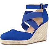 Allegra K Women's Espadrilles Closed Toe Wedges...