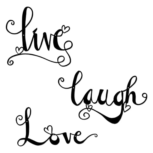 ESTART 3 Pieces Black Metal Letter Sign Decor 'Live Laugh Love' WordArt Wall Art Decor for Home Indoor Outdoor Bedroom Living room Bathroom and Office