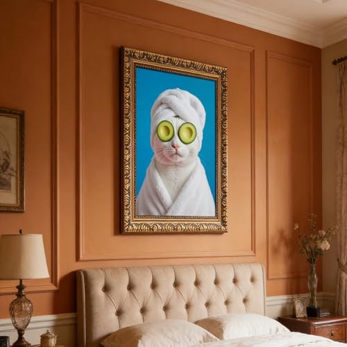 Affiche chat cadeau rétro idéal avec son cadre doré - 7