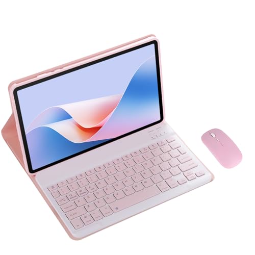 Detachable Wireless Bluetooth Touchpad Keyboard Case for Huawei MatePad Pro 13.2-inch, Folio Case with Mouse (Pink Case,Standard Keyboard+Mouse)