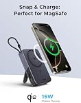 UGREEN 10000mAh Qi2 15W Magnetic Power Bank, 30W Built-in Cable with Stand | Battery Pack Power bank With15W Wireless & USB-C 30W PD Fast Charging for Iphone 17-12 Series, Small and Portable