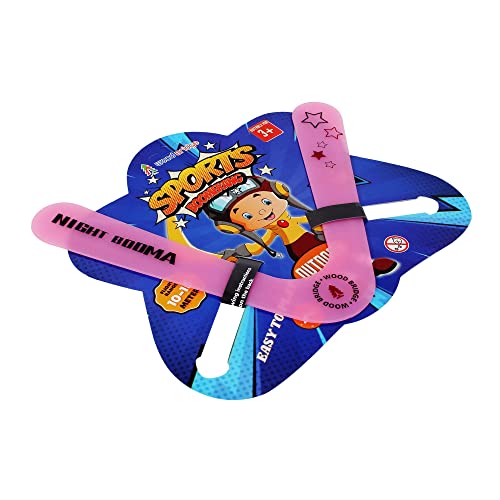 Image of Wood Bridge Boomerang Sports Throw- V Shape Night Glow Material (Pink) - 5 Years And Up