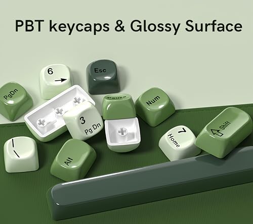 Image of dagaladoo PBT Keyboard keycaps Ceramic Style,Green moa keycaps