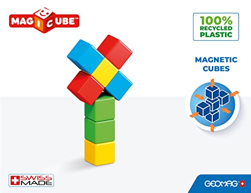 Geomag Premium Swiss-Made Magicube 8-Piece Magnetic Cubes Building Set, Toddlers & Kids Ages 1-5, Stem Montessori Educational Toy, Creativity, Imagination, Early Learning Fun, Crystal Packaging #TOP1