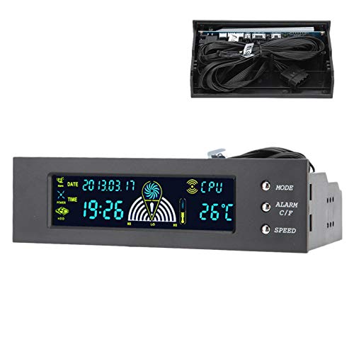 ASHATA STW5023 5,25 Zoll Computer-Temperaturmonitor, Externes Erweiterungsdisplay, 3 Lüfter, Geschwindigkeit, PC, CPU, HDD, SYS, Temperaturregelung, LCD-Frontplatte,