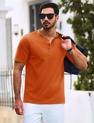 TACVASEN Men's Henley T Shirt Cotton Moisture Wicking Short Sleeve Tshirt Classic Casual Grandad Shirts with Button - Image 4