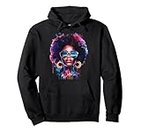 womens black queen afro melanin paint dripping juneteenth felpa con cappuccio