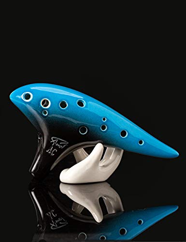 Image of aa‚¬A inchOcean Notesaa‚¬A 12 Hole Sweet Potato Ocarina Graceful Shape Pottery Ocarina in Alto C (Blue & Black)