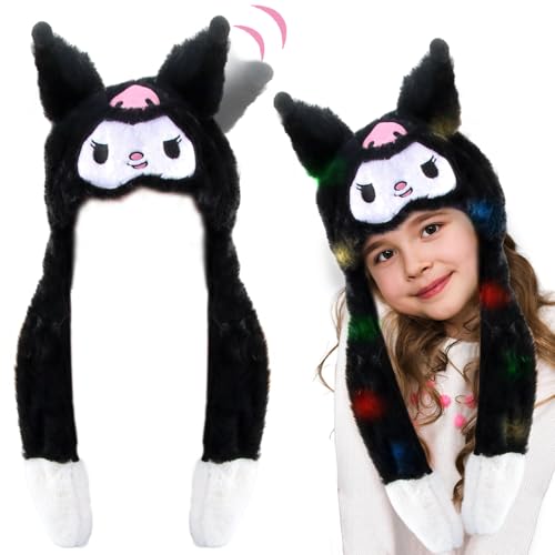 RosyFate Mütze mit beweglichen Ohren, Plüsch, Kawaii, LED, Mütze...