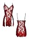 iSpchen Sexy Dessous Negligees Translucent Spitze Kleid Nachtwäsche Tiefer V-Ausschnitt Reizwäsche Nachthemd Schlafkleid Spaghettiträger Ärmellos Body Nachtwäschekleid,S