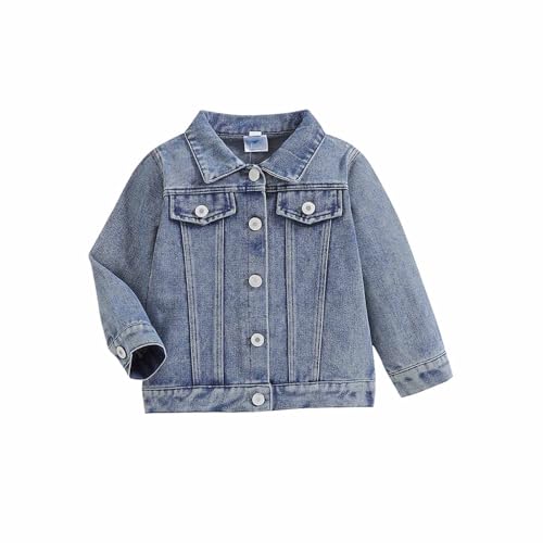 Moily Little Girls Classic Denim Jacket Letter Embroidered Coat Casual Outerwear