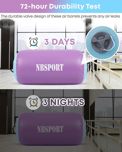 Image of Air Barrel - Air Roller Gymnastics Barrel for Back Handspring Trainer, Air Tumble Mat with Pump for Gym Training /Yoga Balance Exercise /Cheerleading /Home and Outdoor Use
