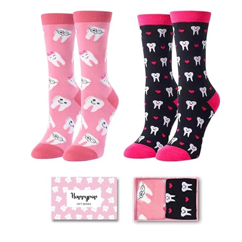 HAPPYPOP Dentist Gifts for Women - Dentist Dental Socks for Women Tooth Teeth Socks Dental Student Gifts Tooth Teeth Gift Hygiene Gift