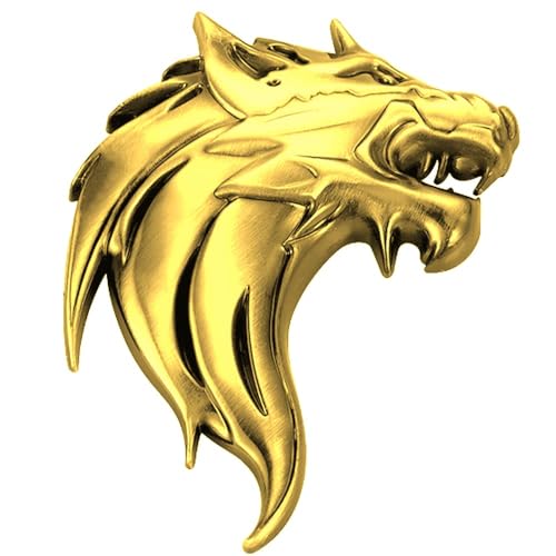 Image of VRT 3D Chrome Emblem Automotive Car, Bike Badges Logo Self Adhesive Sticker (Wolf, Gold)