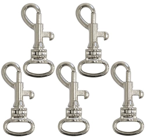 AERZETIX - C68098 - Juego de 5 mosquetones giratorios con tirador de llavero 10mm con resorte - cinturón bolso correa mascota - color plata - en metal