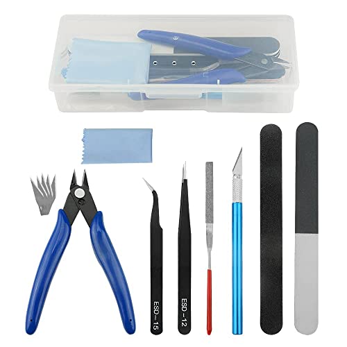 BGTXINGI 9Pcs Modellierwerkzeug-Set Gundam Modell-Werkzeug-Set mit Kunststoffbox für Modellbau, Auto, Hobby, Modellbau, Reparatur und Befestigung