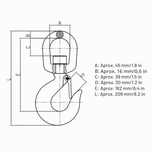 Gancho de grúa de 3 T tipo americano para accesorios de elevación 5