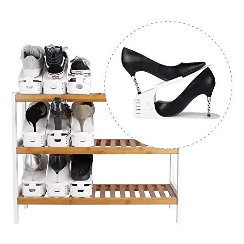 Kit 10 Organizadores de sapato, saltos e tênis com regulagem de altura - Branco