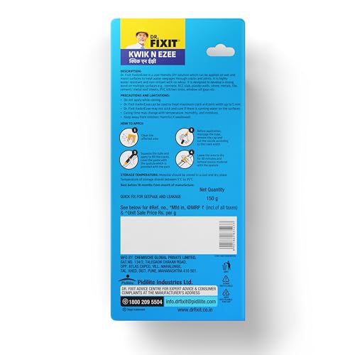 Dr. Fixit Kwik N Ezee Wall Gap & Crack Filler, 150gm (White), DIY Waterproofing for Home Repairs, Kitchen Sink & Wall Cracks, Bathroom Tile Gaps Sealant, Metal, Wood, PVC, Best for Wet & Damp areas (Image - 2)
