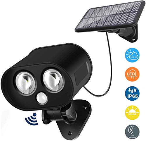 Lampe Solaire LED extérieur IP65, détecteur de mouvements PIR, 217 Lumens LED Lumière Projecteurs de Sécurité et Lampadaires Lampe Solaire Exterieur pour Jardin, Patio, Terrasse, Allée, Escalier