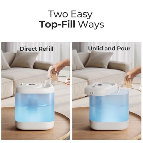 Homvana Humidifiers for Bedroom, 5L Super Easy to Clean Top Fill Auto Adapt Cool Mist Humidifier for Bedroom Plants Baby Kids for Home (Never Leaking Design), Quiet 40H Runtime, Essential Oil Diffuser by Homvana - Image 6