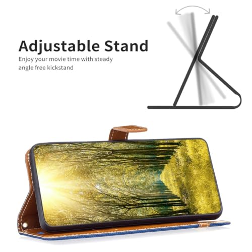 Étui pour iPhone 15 Pro König Design à rabat finition chic bleu roi