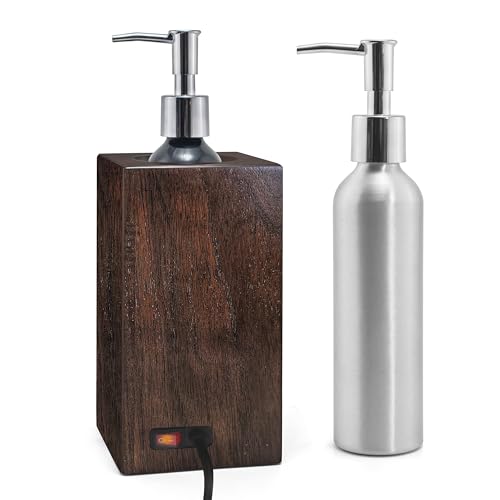 Elitzia Beauty Salon SPA Massage Oil Warmer Solid Walnut Hard Wood Natural Grain Lotion Warmer Copper Heating System Auto Temperature Control for Massage Parlour Long Life Span 2 Metal Bottles