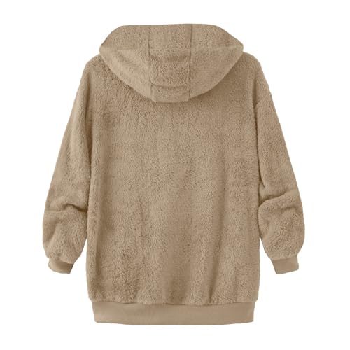 Girls Cozy Oversized Sherpa Zip-Up Hoodie Jacket, Kids Solid Color Long Sleeve Fall Winter Fleece Warm Outerwear2