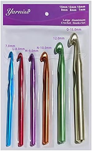Yarniss Large Aluminum Crochet Hooks Set 7mm, 8mm, 9mm,10mm, 12mm, 15mm