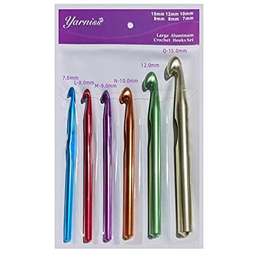 Large Aluminum Crochet Hooks Set 7mm, 8mm, 9mm,10mm, 12mm, 15mm, Big Standard Size Crochet Hooks by Yarniss - Image 4