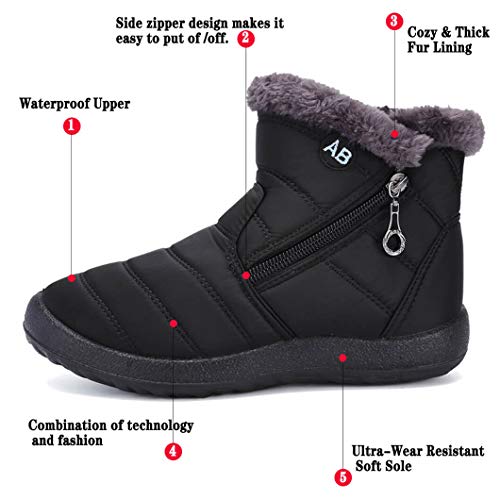 Ziitop Womens Snow Boots Winter Fur Lined Waterproof Ankle Boots Ladies Side Zipper Warm Lightweight Booties Outdoor Anti-Slip Girls Walking Boots thumb #3