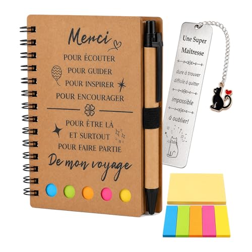 GADITIEK Cadeau Maitresse D'école Idee Merci Maitresse Cadeaux D'école Fin D'année Carnet De Note, Signet Cadeaux Professeur Retraite Cadeau Maitresse Noel