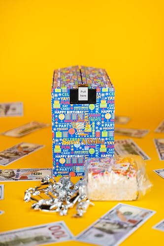 Birthday Billionaire Box by Send A Cake – Ready-to-Gift Music Box with Sweet Caramels & 3\" Happy Birthday Crispy Cake – No Assembly, Unique Birthday Gift for Women, Men & Kids