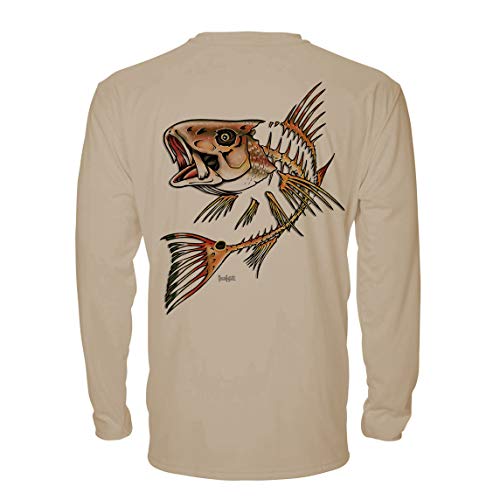 Denali Performance Men's UPF 50+ ProtectUV Mega Solar Long Sleeve T-Shirt Trophy Bones Collection by Marcos Augusto: Redfish