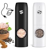 Electric Salt and Pepper Grinder Set-Rechargeable Automatic Pepper Mill Grinder with LED Christmas Gifts for Women, USB Adjustable Coarseness shakers, One-Hand Operation for Kitchen Appliances
