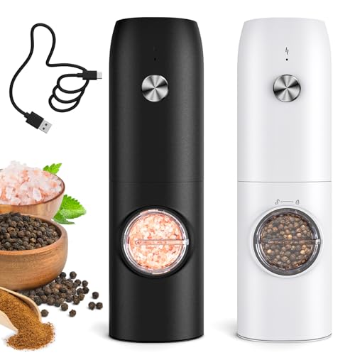 Electric Salt and Pepper Grinder Set-Rechargeable Automatic Pepper Mill Grinder