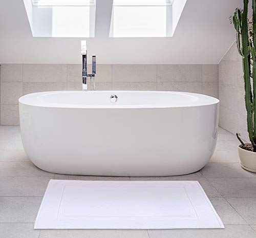 Utopia Towels Cotton Banded Rug Bath Mats, [Not a Bathroom Rug] 21x34 Inches, 100% Ring Spun Cotton - Highly Absorbent and Machine Washable Shower Bathroom Floor Towel, White, 32 Pack