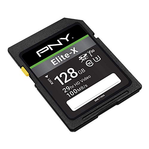 Image of PNY 128GB Elite-X Class 10 U3 V30 SDXC Flash Memory Card - 100MB /s, Class 10, U3, V30, 4K UHD, Full HD, UHS-I, Full Size SD (Pack of 1)