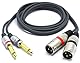 VITALCO 2x XLR Stecker auf 2x 6.3mm TS Klinke Kabel 3m Mikrofonkabel 3 Polig Männlich auf Mono Klinkenstecker Audio Adapter
