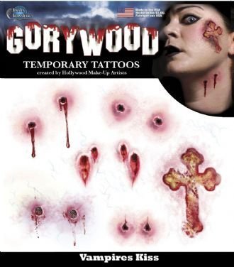 Gorywood CROSS and Vampire Bite Temporary Tattoo