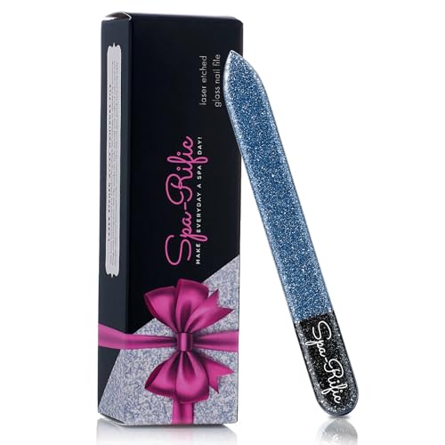 Spa-Rific Nano Laser Etched Glass Manicure Files, Professional Heavy Duty Nail Care Kit for Men, Women, and Adults - Single Blue